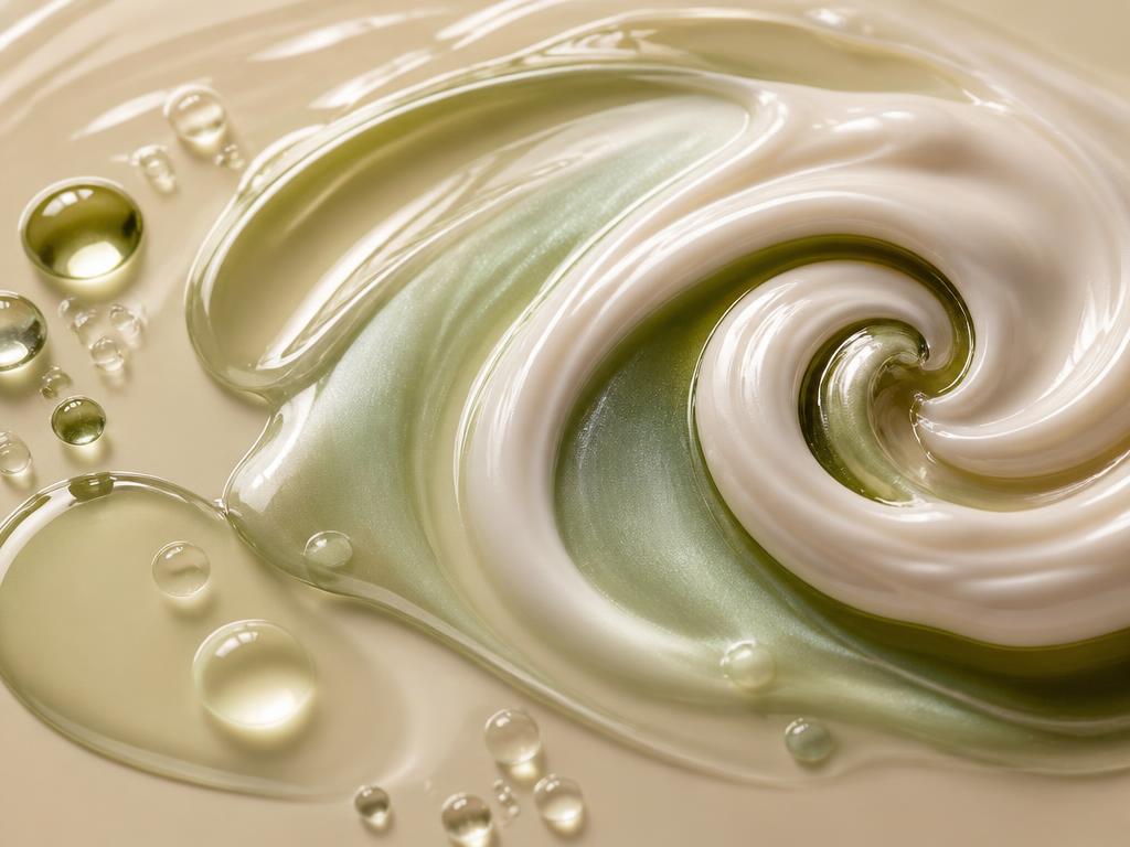 Macro swirl of serum and cream textures